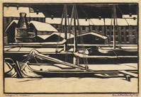 KG 2006 007
<br/>
Schepen in sneeuw
<br/>
<em>Dobbenburgh, Aart van (1899 - 1988)</em>